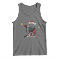 Funny Ice Hockey Holiday Gift Tank Top Cute Puck Wearing Santa Hat - Wonder Print Shop