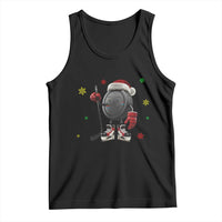 Funny Ice Hockey Holiday Gift Tank Top Cute Puck Wearing Santa Hat - Wonder Print Shop