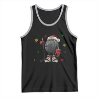 Funny Ice Hockey Holiday Gift Tank Top Cute Puck Wearing Santa Hat - Wonder Print Shop