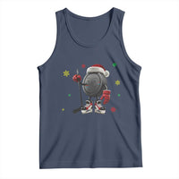 Funny Ice Hockey Holiday Gift Tank Top Cute Puck Wearing Santa Hat - Wonder Print Shop
