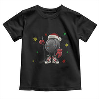 Funny Ice Hockey Holiday Gift Toddler T Shirt Cute Puck Wearing Santa Hat - Wonder Print Shop