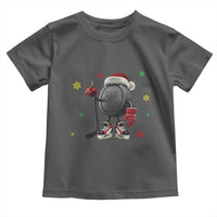 Funny Ice Hockey Holiday Gift Toddler T Shirt Cute Puck Wearing Santa Hat - Wonder Print Shop