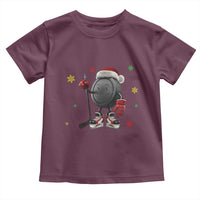 Funny Ice Hockey Holiday Gift Toddler T Shirt Cute Puck Wearing Santa Hat - Wonder Print Shop