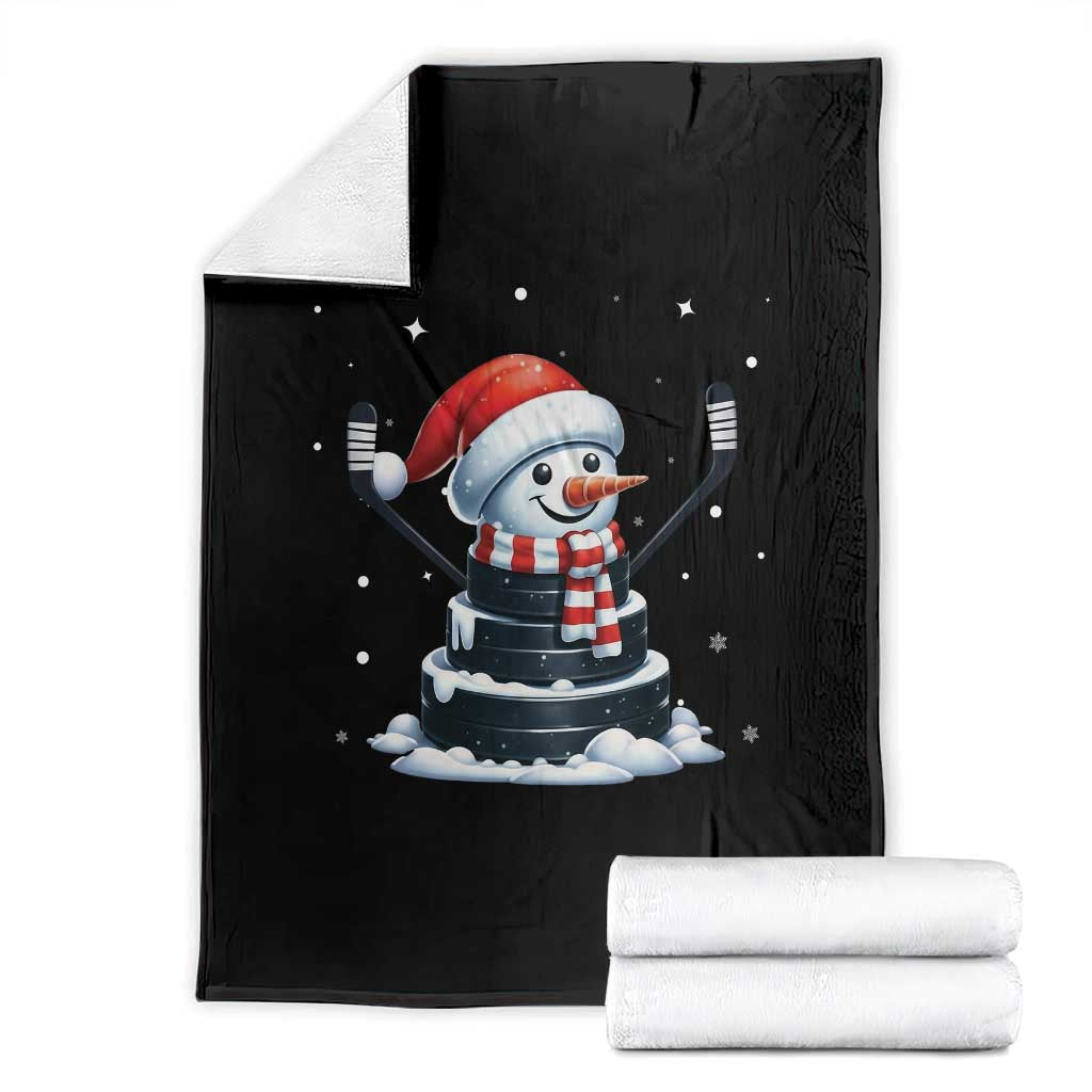 Hockey Puck Snowman Throw Blanket Funny Holiday Christmas Gift - Wonder Print Shop