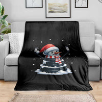 Hockey Puck Snowman Throw Blanket Funny Holiday Christmas Gift - Wonder Print Shop