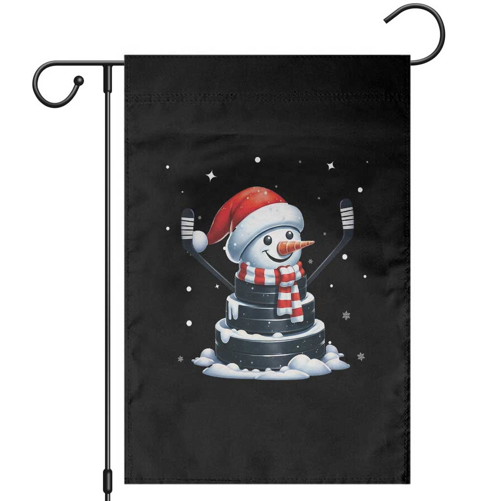 Hockey Puck Snowman Garden Flag Funny Holiday Christmas Gift - Wonder Print Shop