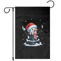 Hockey Puck Snowman Garden Flag Funny Holiday Christmas Gift - Wonder Print Shop
