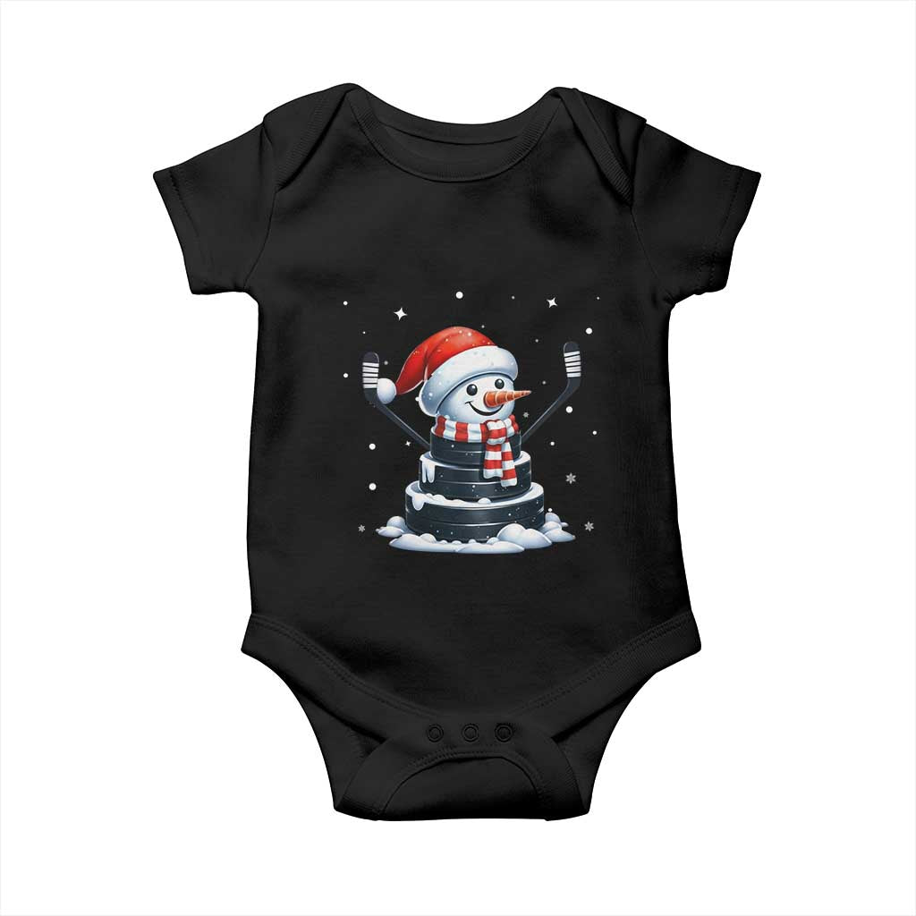 Hockey Puck Snowman Baby Onesie Funny Holiday Christmas Gift - Wonder Print Shop