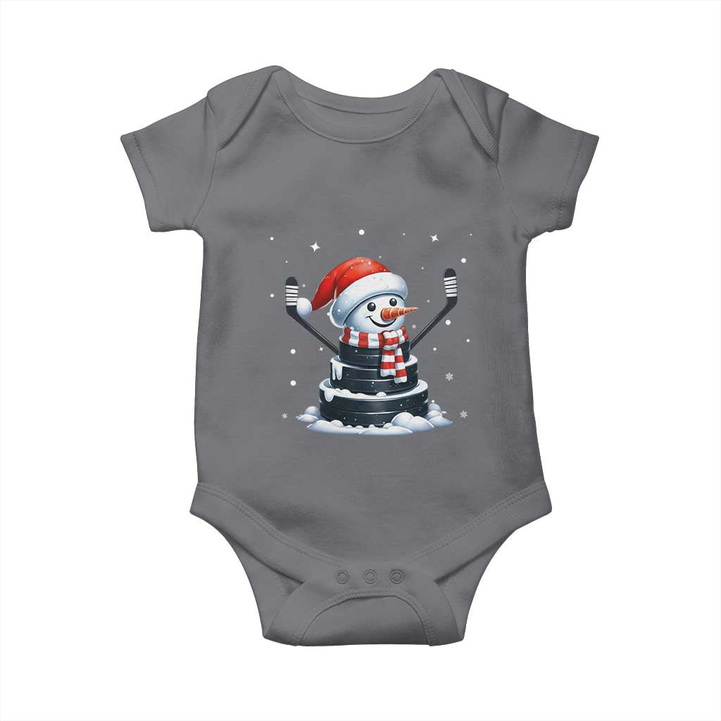 Hockey Puck Snowman Baby Onesie Funny Holiday Christmas Gift - Wonder Print Shop