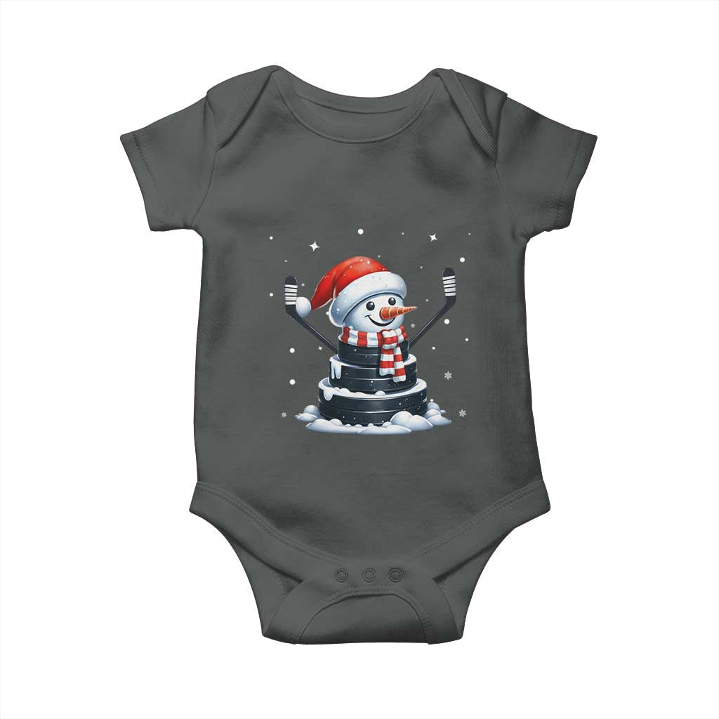 Hockey Puck Snowman Baby Onesie Funny Holiday Christmas Gift - Wonder Print Shop