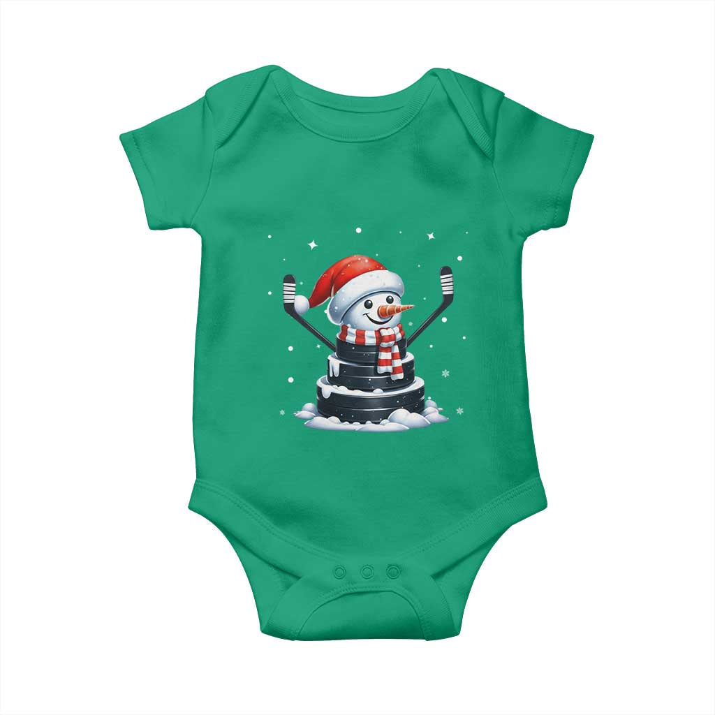 Hockey Puck Snowman Baby Onesie Funny Holiday Christmas Gift - Wonder Print Shop