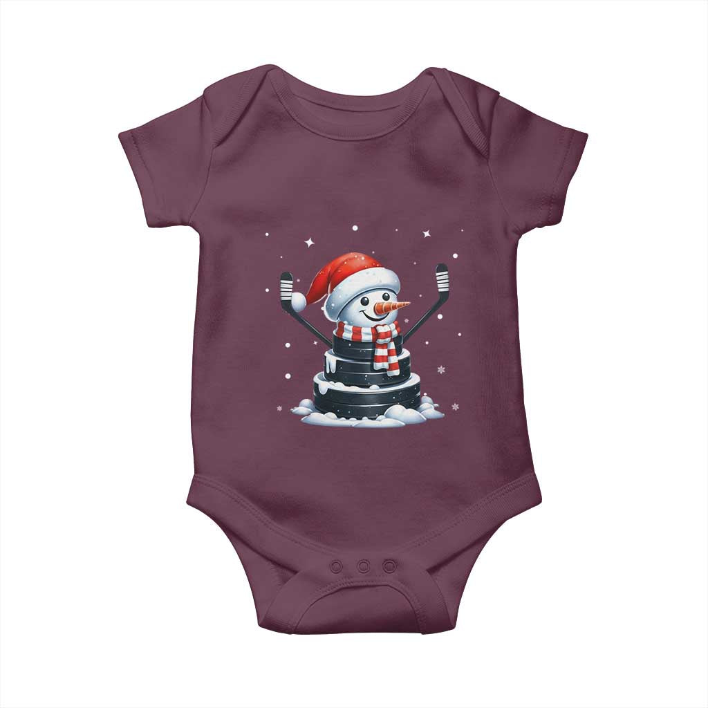 Hockey Puck Snowman Baby Onesie Funny Holiday Christmas Gift - Wonder Print Shop