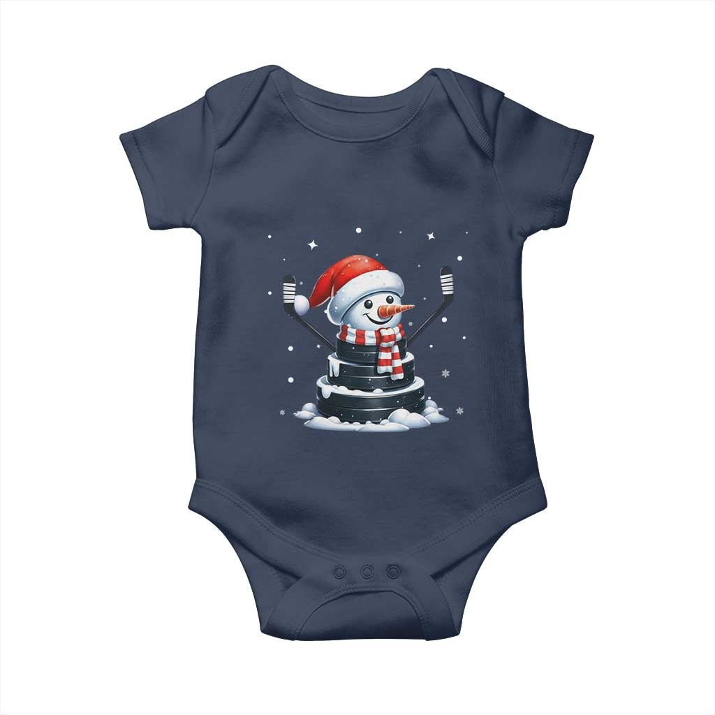 Hockey Puck Snowman Baby Onesie Funny Holiday Christmas Gift - Wonder Print Shop