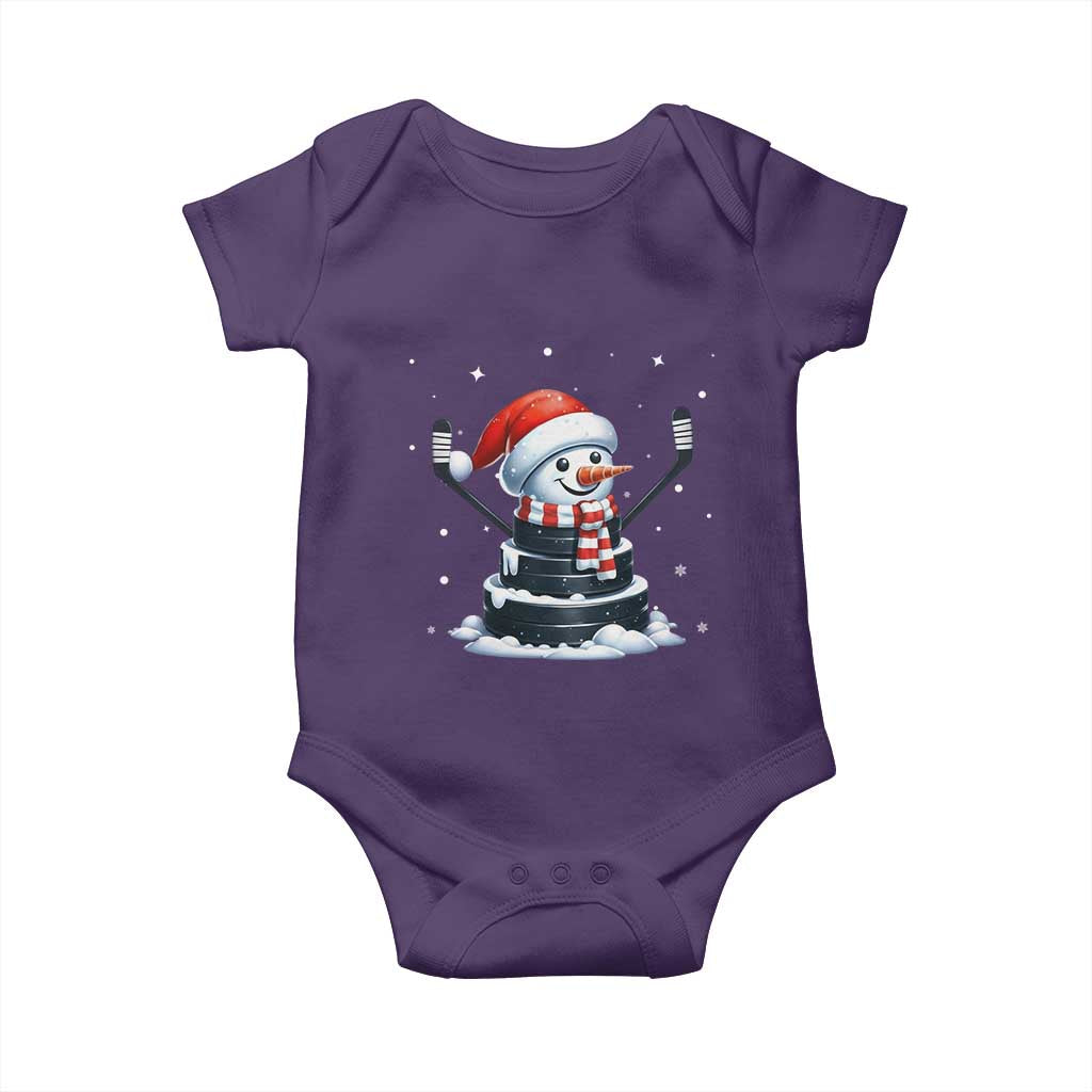 Hockey Puck Snowman Baby Onesie Funny Holiday Christmas Gift - Wonder Print Shop
