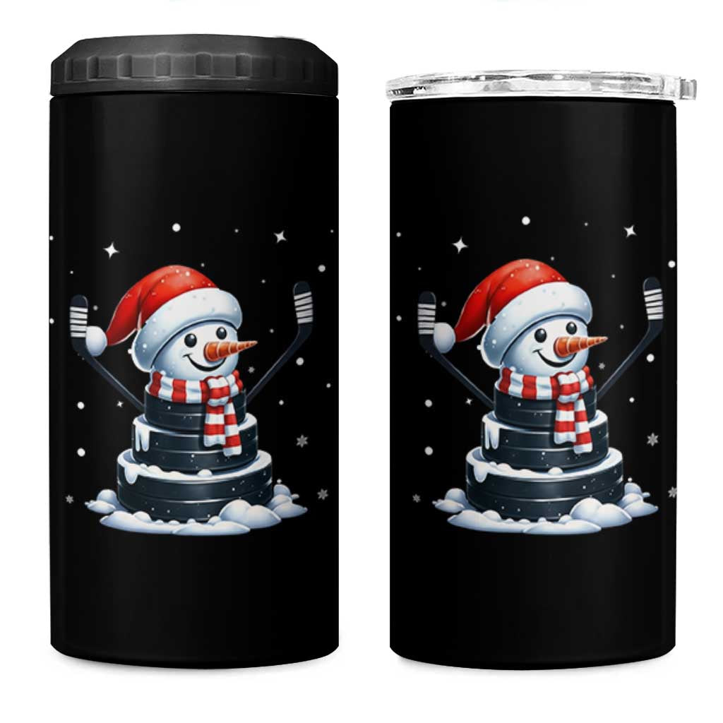 Hockey Puck Snowman 4 in 1 Can Cooler Tumbler Funny Holiday Christmas Gift - Wonder Print Shop