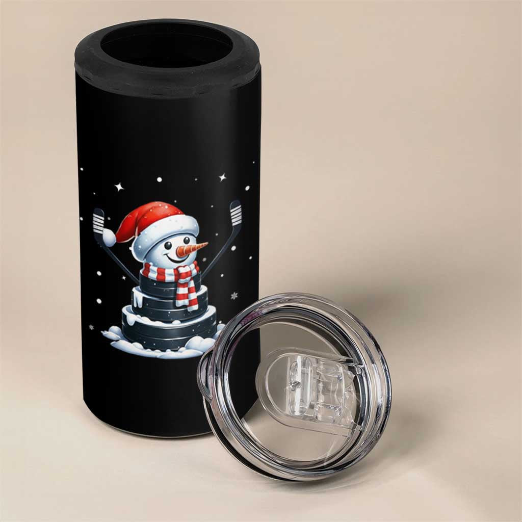 Hockey Puck Snowman 4 in 1 Can Cooler Tumbler Funny Holiday Christmas Gift - Wonder Print Shop