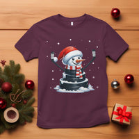 Hockey Puck Snowman T Shirt Funny Holiday Christmas Gift - Wonder Print Shop
