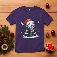 Hockey Puck Snowman T Shirt Funny Holiday Christmas Gift - Wonder Print Shop