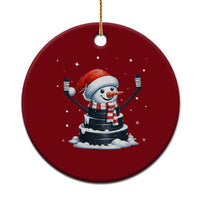Hockey Puck Snowman Ceramic Ornament Funny Holiday Christmas Gift - Wonder Print Shop