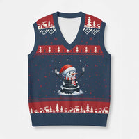 Hockey Puck Snowman V-Neck Knit Sweater Vest Funny Holiday Xmas Gift - Wonder Print Shop