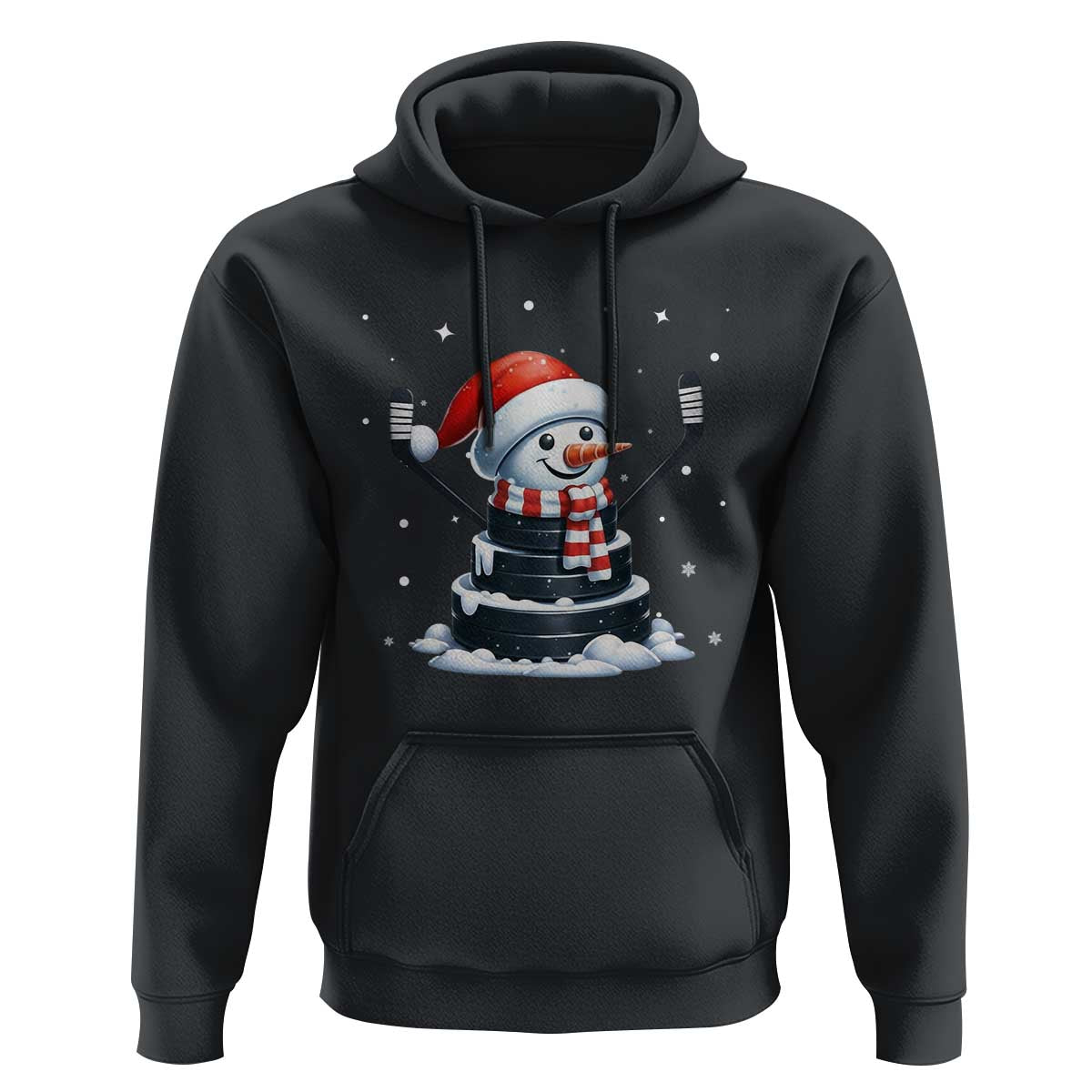 Hockey Puck Snowman Hoodie Funny Holiday Christmas Gift - Wonder Print Shop