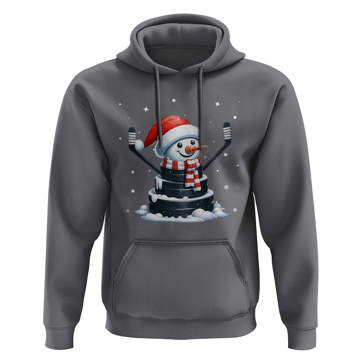 Hockey Puck Snowman Hoodie Funny Holiday Christmas Gift - Wonder Print Shop