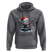Hockey Puck Snowman Hoodie Funny Holiday Christmas Gift - Wonder Print Shop