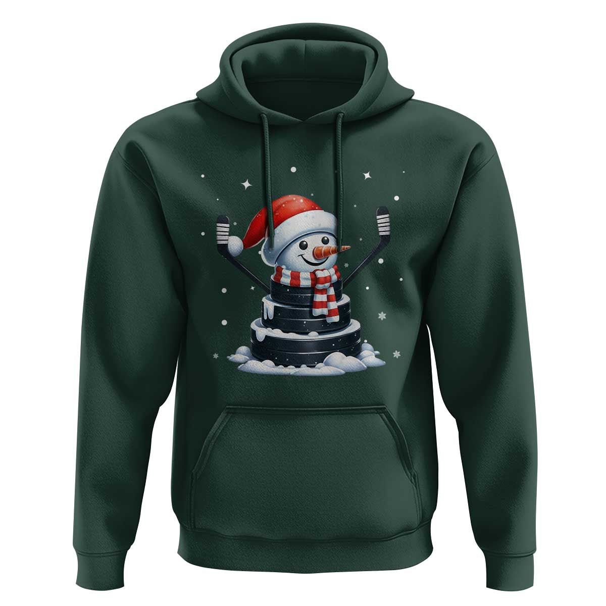 Hockey Puck Snowman Hoodie Funny Holiday Christmas Gift - Wonder Print Shop