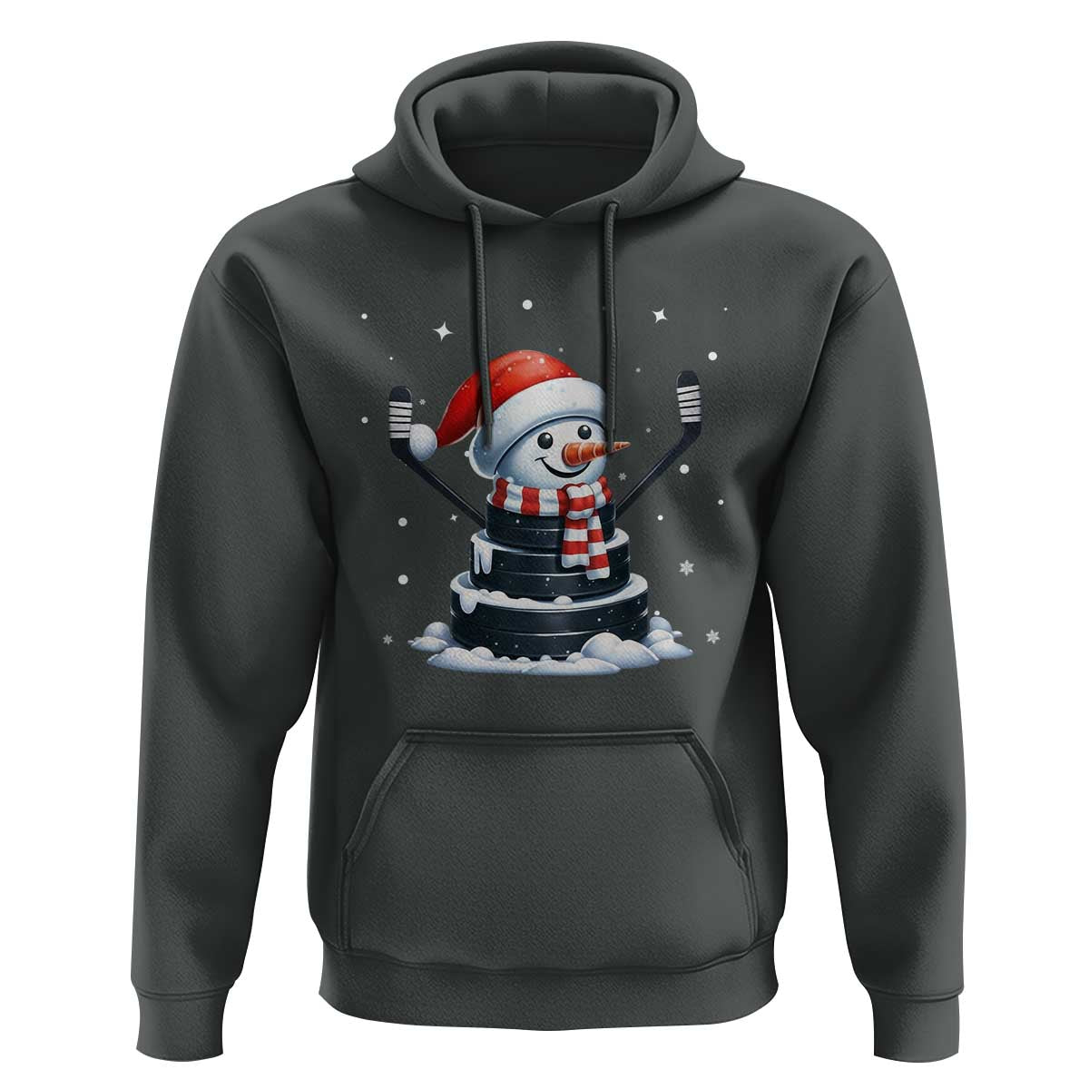 Hockey Puck Snowman Hoodie Funny Holiday Christmas Gift - Wonder Print Shop