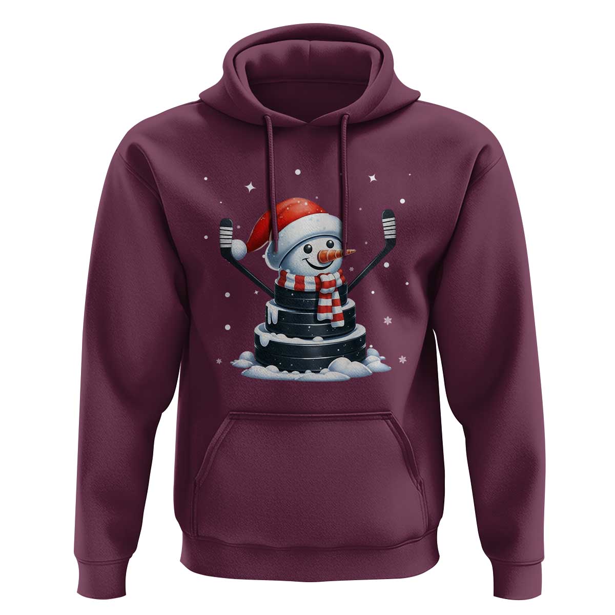 Hockey Puck Snowman Hoodie Funny Holiday Christmas Gift - Wonder Print Shop