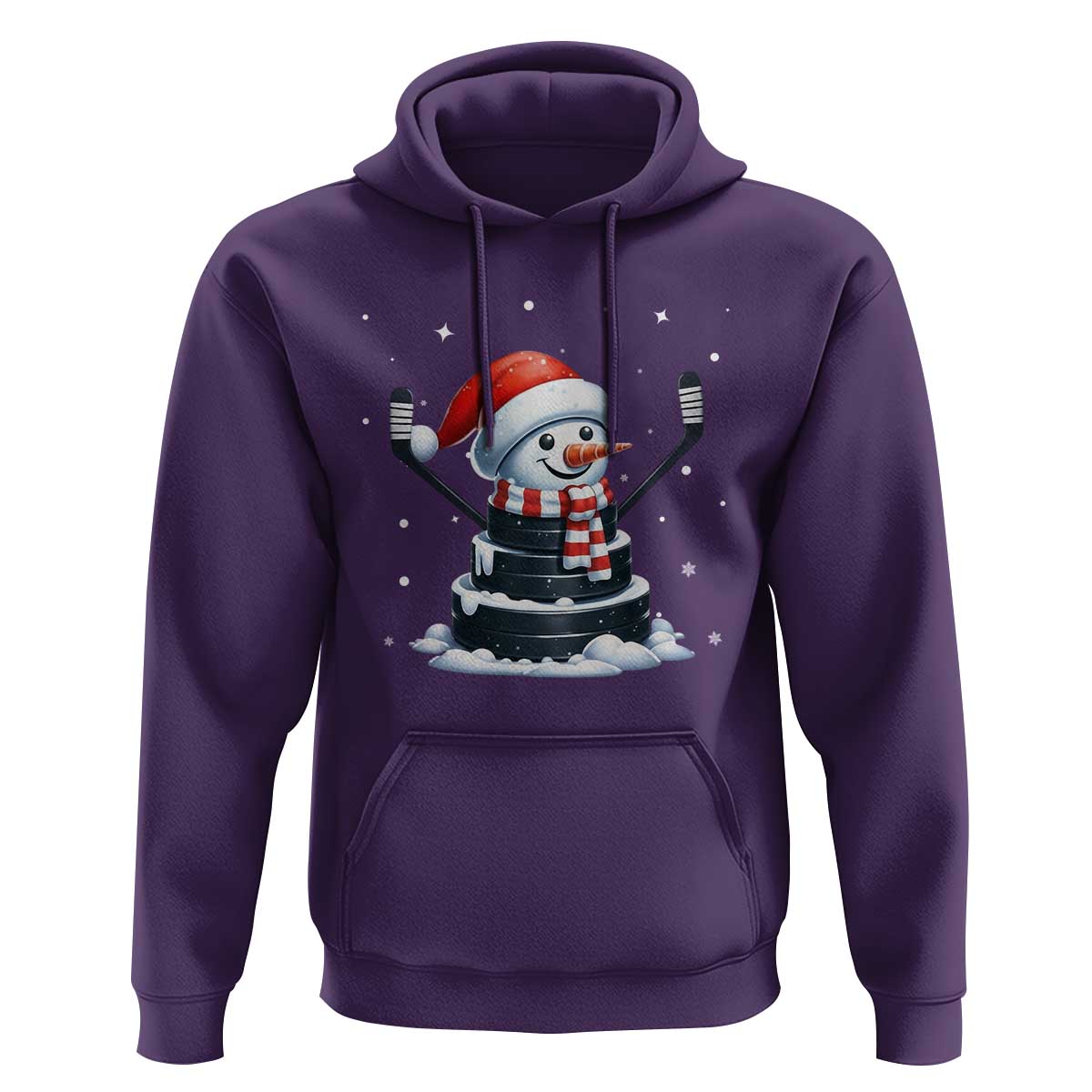 Hockey Puck Snowman Hoodie Funny Holiday Christmas Gift - Wonder Print Shop