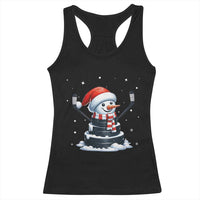 Hockey Puck Snowman Racerback Tank Top Funny Holiday Christmas Gift - Wonder Print Shop