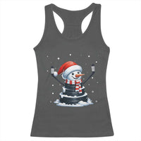 Hockey Puck Snowman Racerback Tank Top Funny Holiday Christmas Gift - Wonder Print Shop