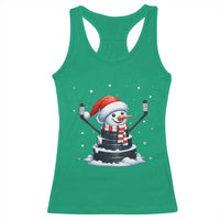Hockey Puck Snowman Racerback Tank Top Funny Holiday Christmas Gift - Wonder Print Shop