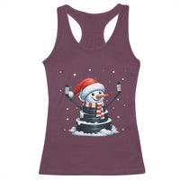 Hockey Puck Snowman Racerback Tank Top Funny Holiday Christmas Gift - Wonder Print Shop
