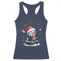 Hockey Puck Snowman Racerback Tank Top Funny Holiday Christmas Gift - Wonder Print Shop