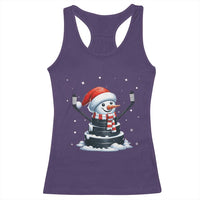 Hockey Puck Snowman Racerback Tank Top Funny Holiday Christmas Gift - Wonder Print Shop
