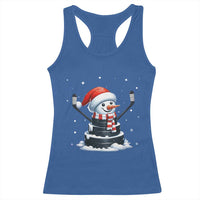 Hockey Puck Snowman Racerback Tank Top Funny Holiday Christmas Gift - Wonder Print Shop