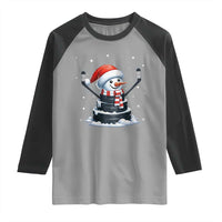 Hockey Puck Snowman Raglan Shirt Funny Holiday Christmas Gift - Wonder Print Shop