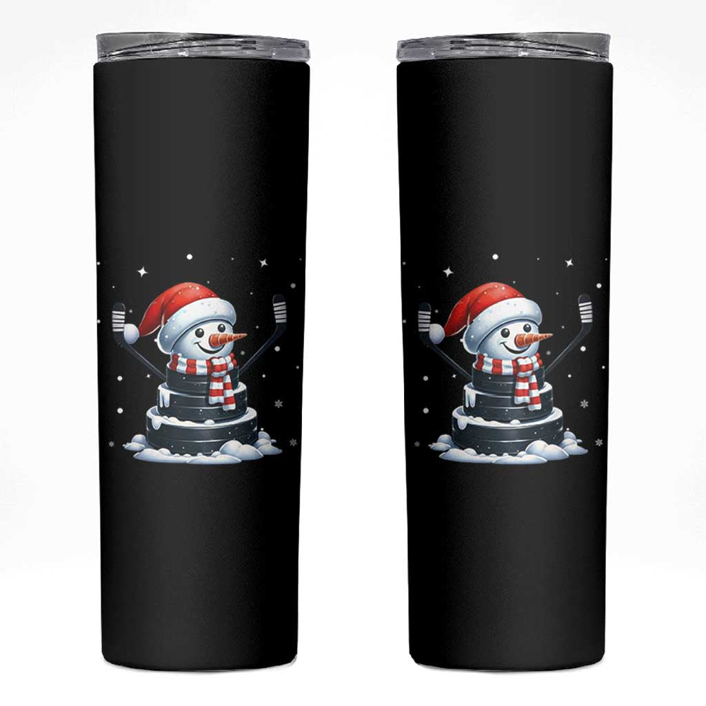 Hockey Puck Snowman Skinny Tumbler Funny Holiday Christmas Gift - Wonder Print Shop