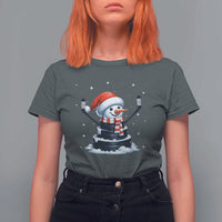 Hockey Puck Snowman T Shirt For Women Funny Holiday Christmas Gift - Wonder Print Shop