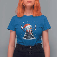 Hockey Puck Snowman T Shirt For Women Funny Holiday Christmas Gift - Wonder Print Shop
