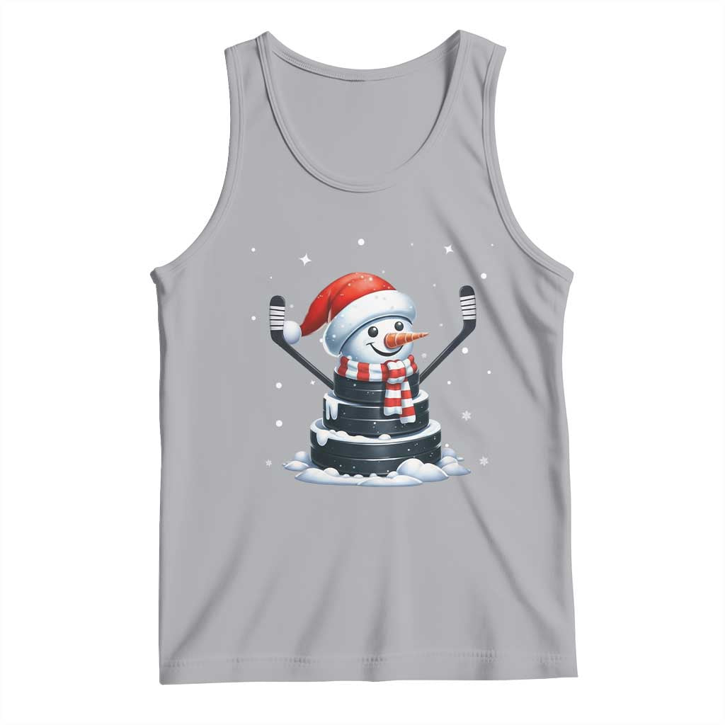 Hockey Puck Snowman Tank Top Funny Holiday Christmas Gift - Wonder Print Shop