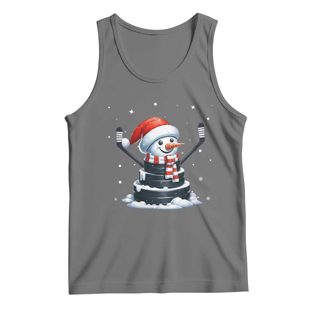 Hockey Puck Snowman Tank Top Funny Holiday Christmas Gift - Wonder Print Shop