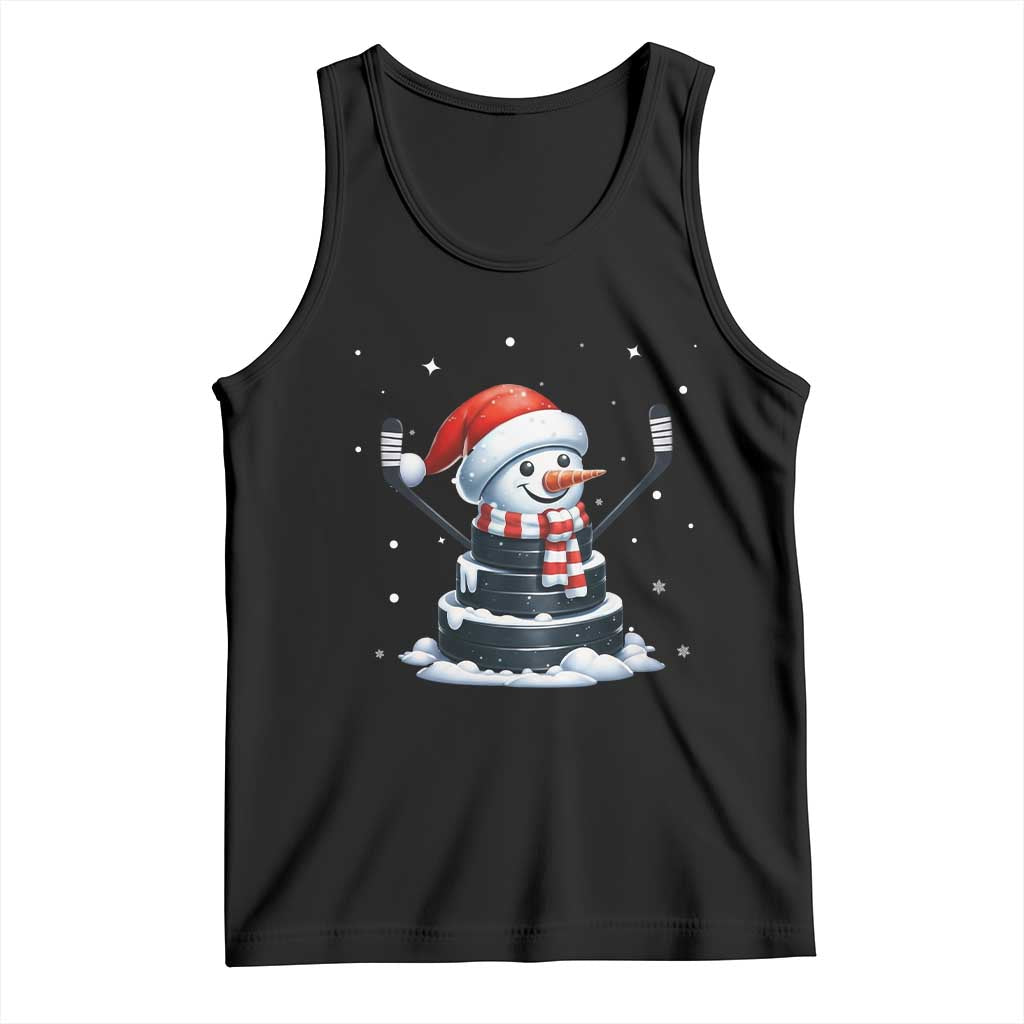 Hockey Puck Snowman Tank Top Funny Holiday Christmas Gift - Wonder Print Shop