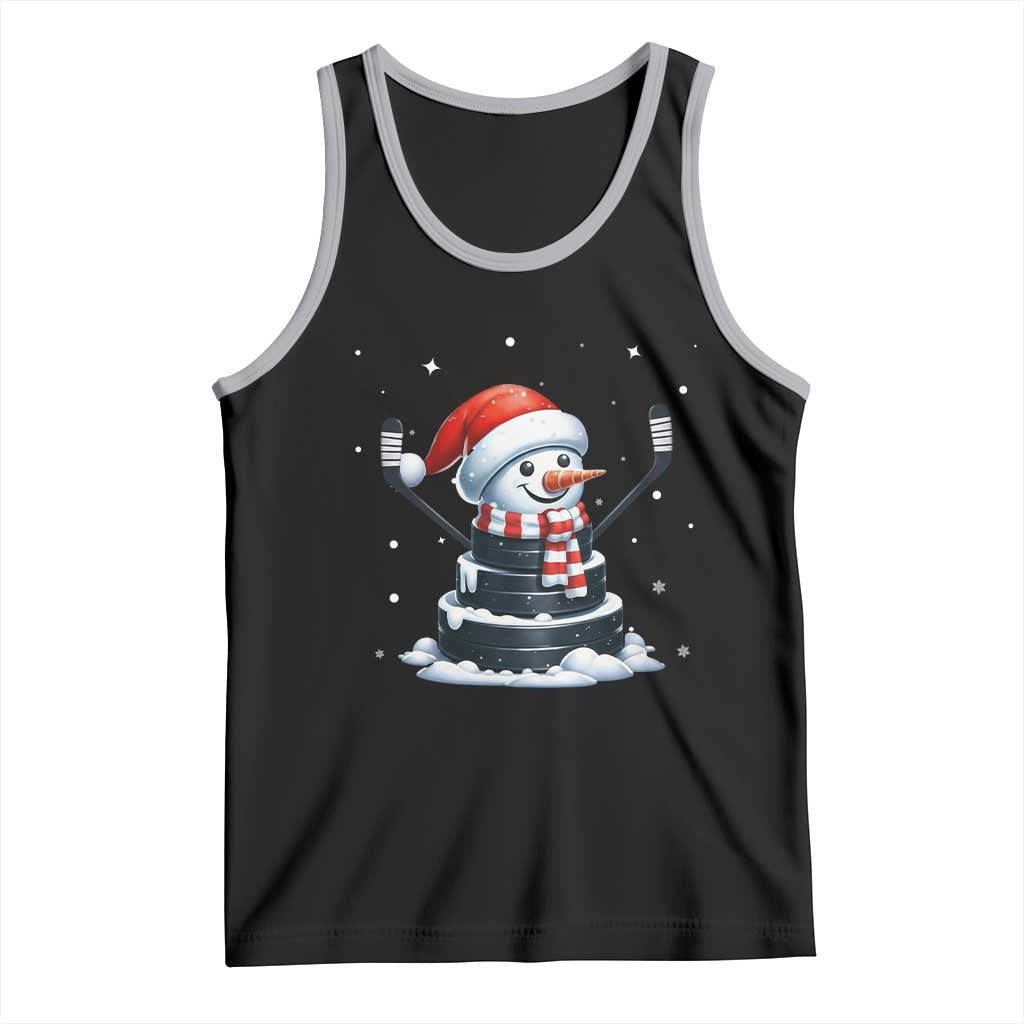 Hockey Puck Snowman Tank Top Funny Holiday Christmas Gift - Wonder Print Shop