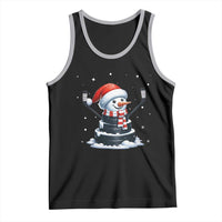 Hockey Puck Snowman Tank Top Funny Holiday Christmas Gift - Wonder Print Shop