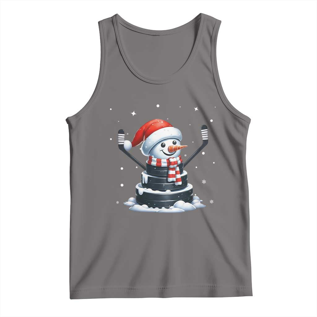 Hockey Puck Snowman Tank Top Funny Holiday Christmas Gift - Wonder Print Shop