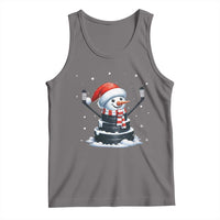 Hockey Puck Snowman Tank Top Funny Holiday Christmas Gift - Wonder Print Shop