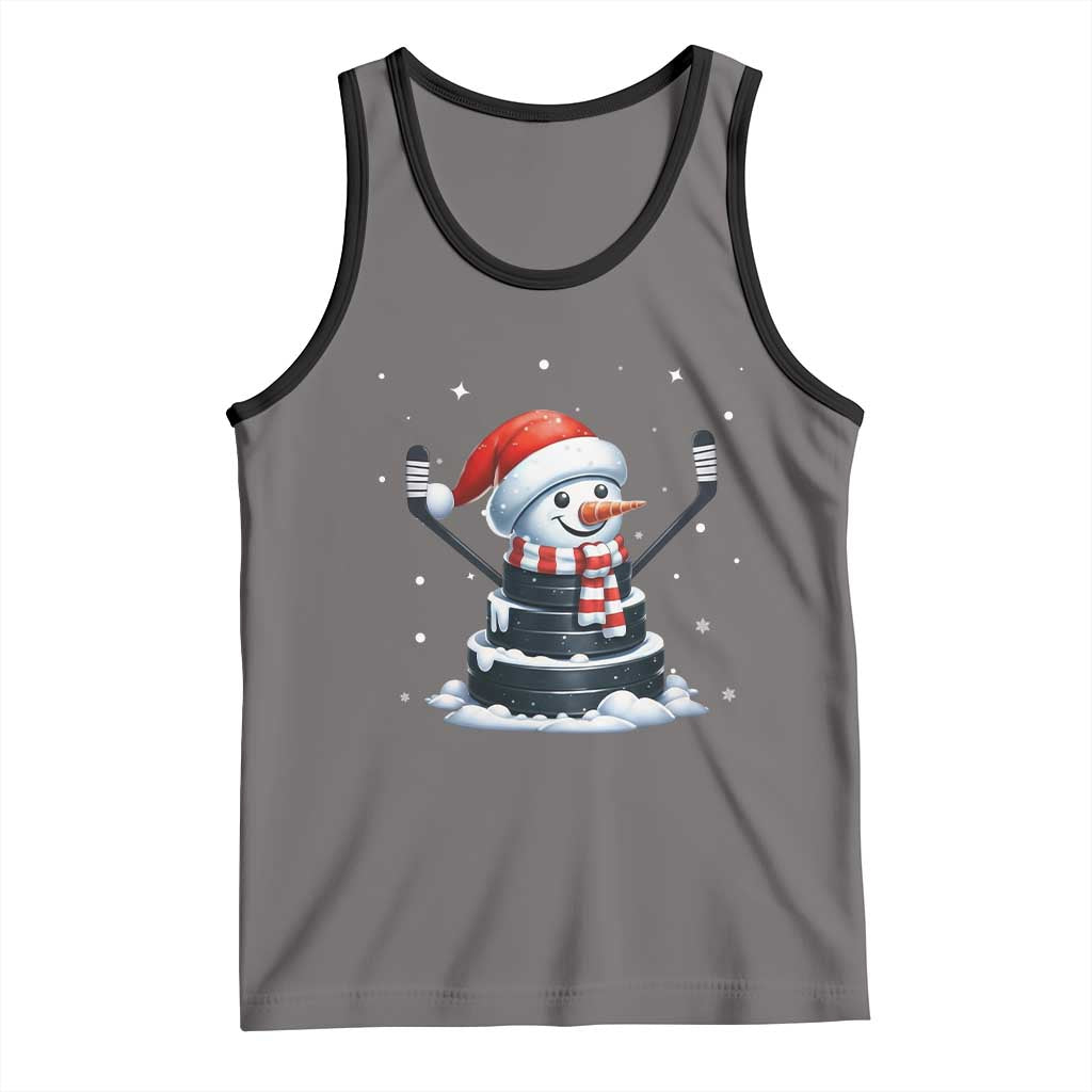 Hockey Puck Snowman Tank Top Funny Holiday Christmas Gift - Wonder Print Shop